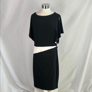 Ralph Lauren Nwt Blk w Cr Flutter Sleeve Dress